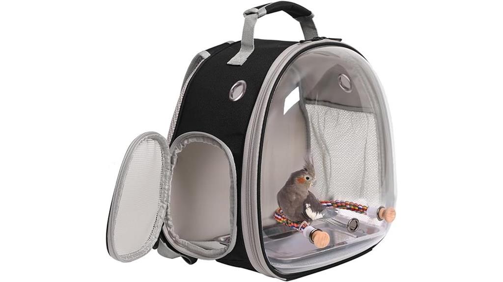 compact bird carrier with tray