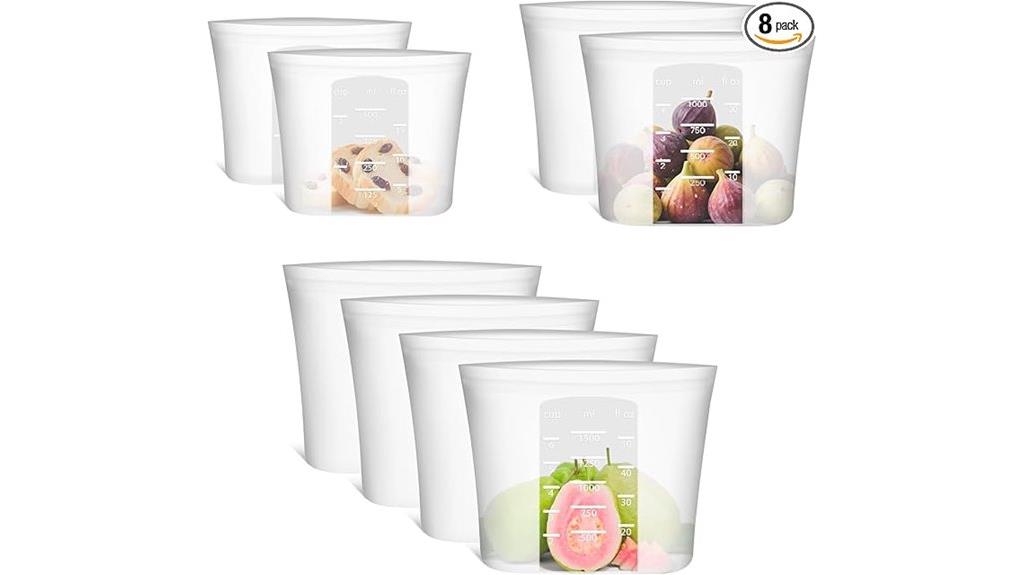 eight reusable silicone bags