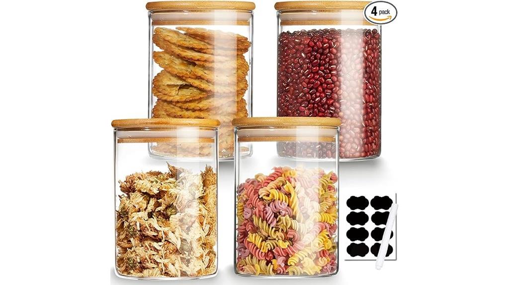 glass jars with bamboo lids