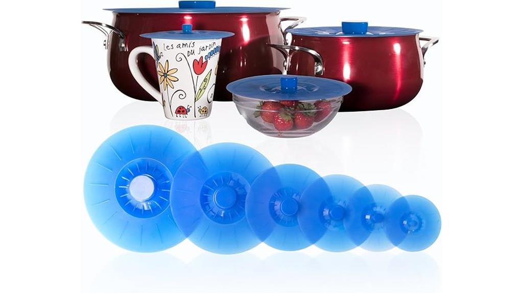 large blue silicone lid set