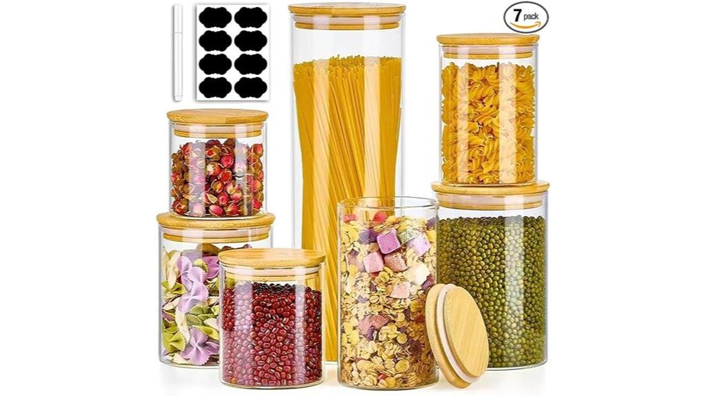 seven glass jar set