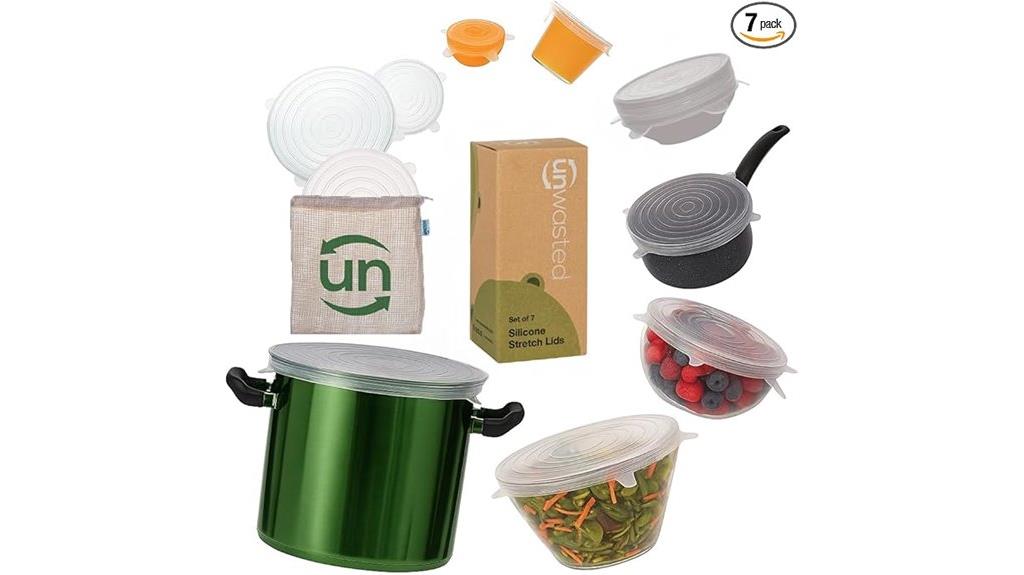 seven reusable silicone lids