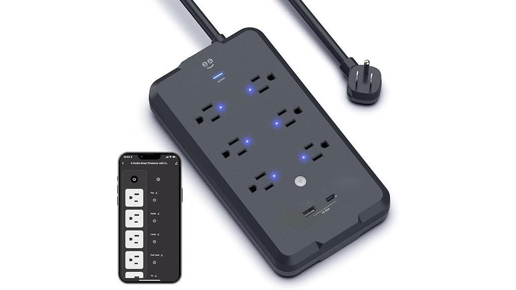 six outlet smart strip