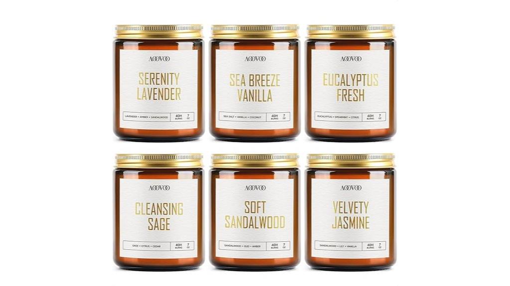 six piece scented candle set