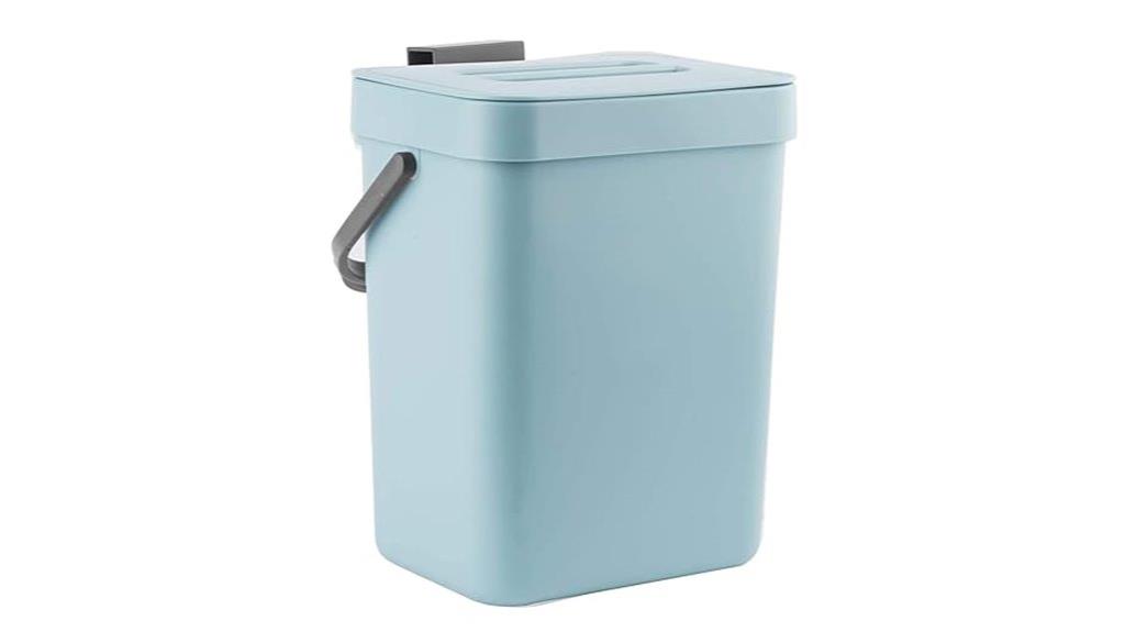 small blue kitchen compost bin