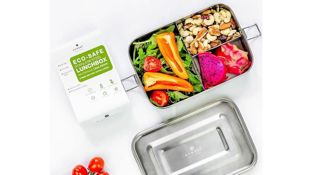 three compartment stainless steel lunchbox