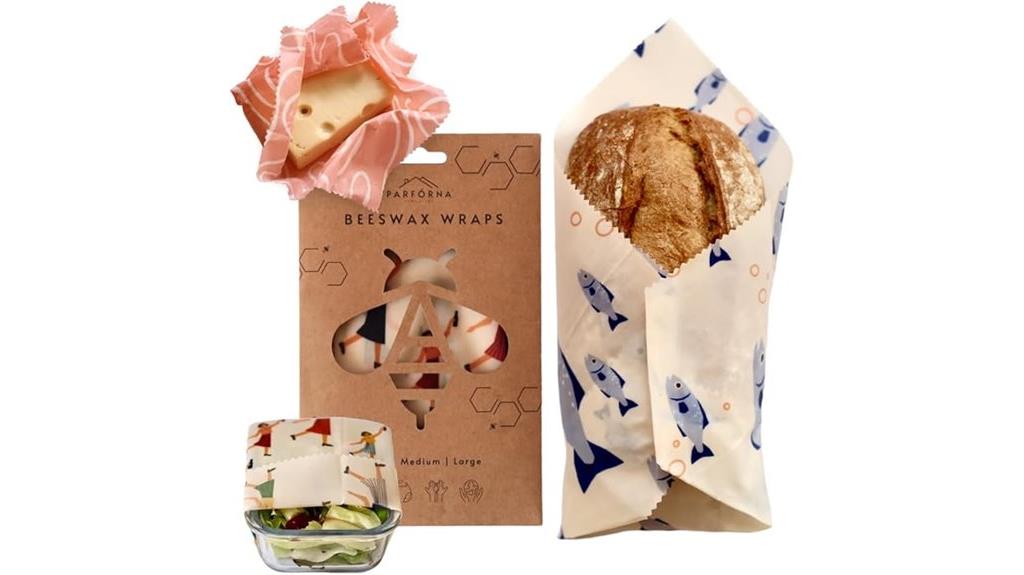 three sizes of beeswax wraps