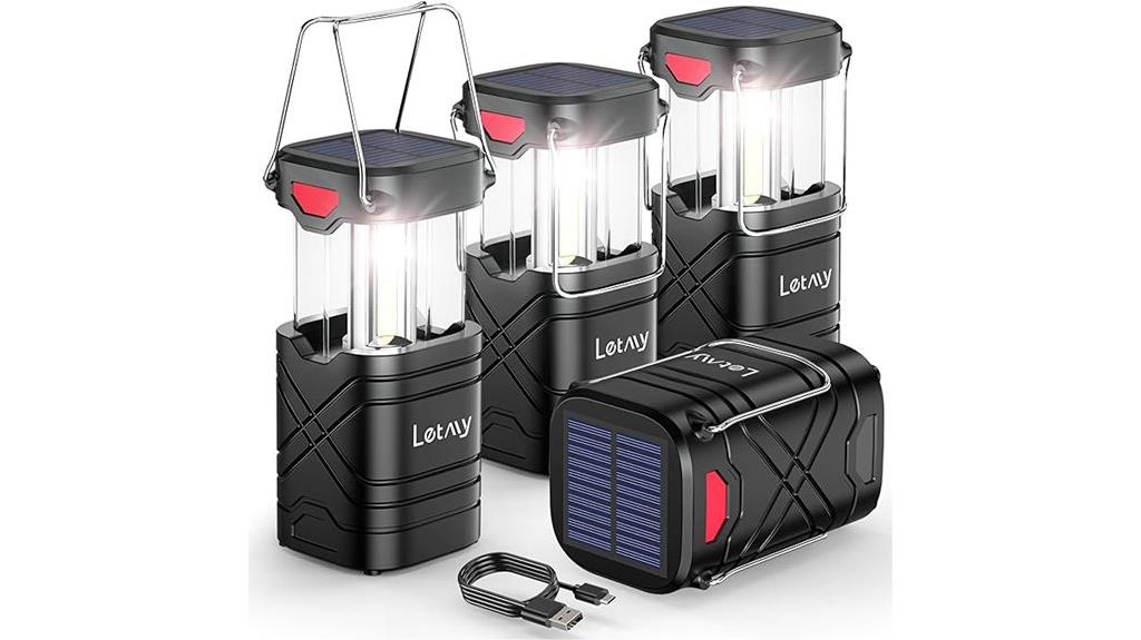 four rechargeable camping lanterns