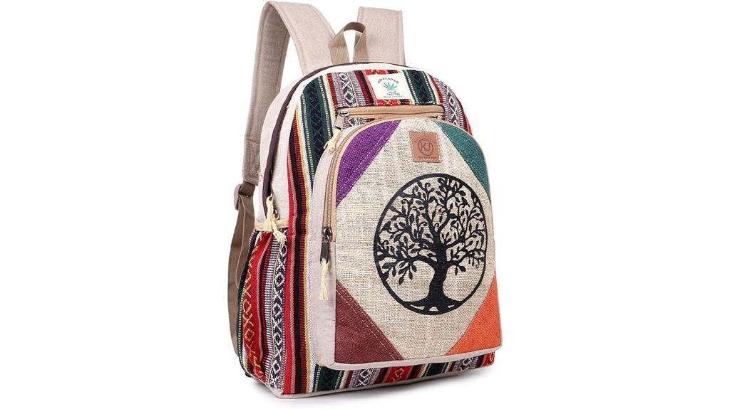 handmade hemp multi pocket backpack