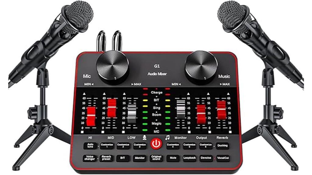 podcast microphone and mixer