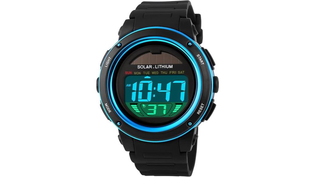 solar led waterproof watch