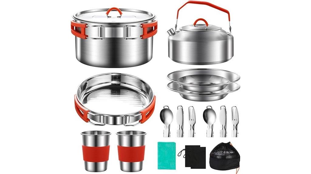 stainless camping cookware set