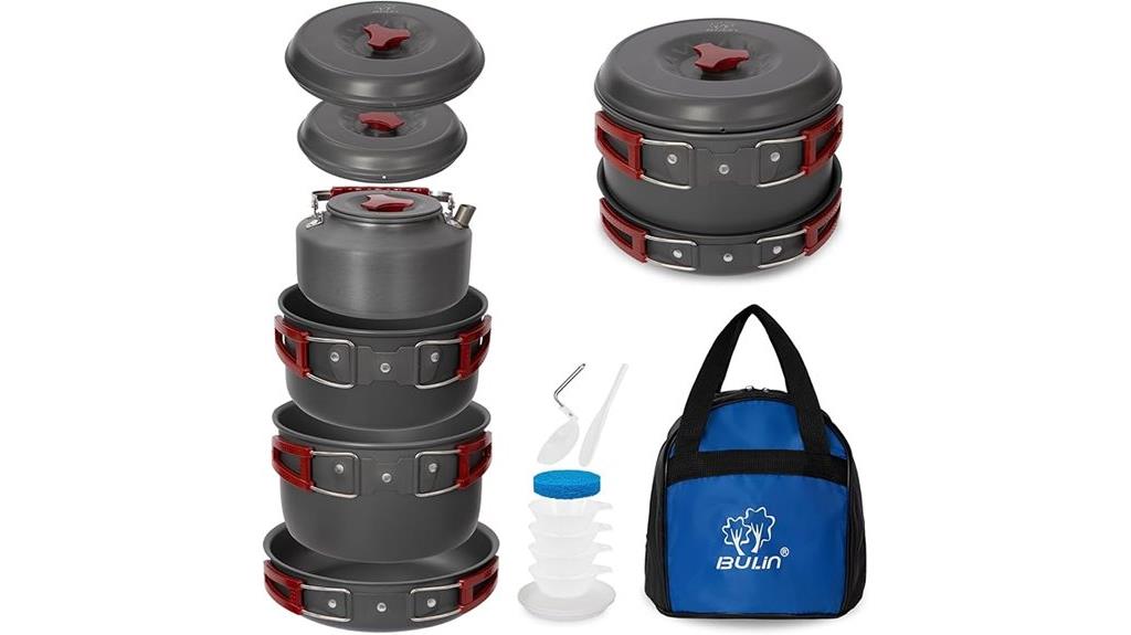 various size camping cookware