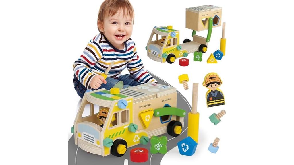 wooden recycling truck toy