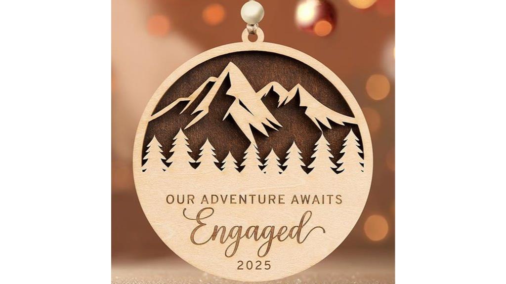 engagement wooden double ornament