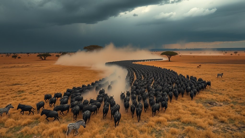 predators obstacles threaten wildebeest