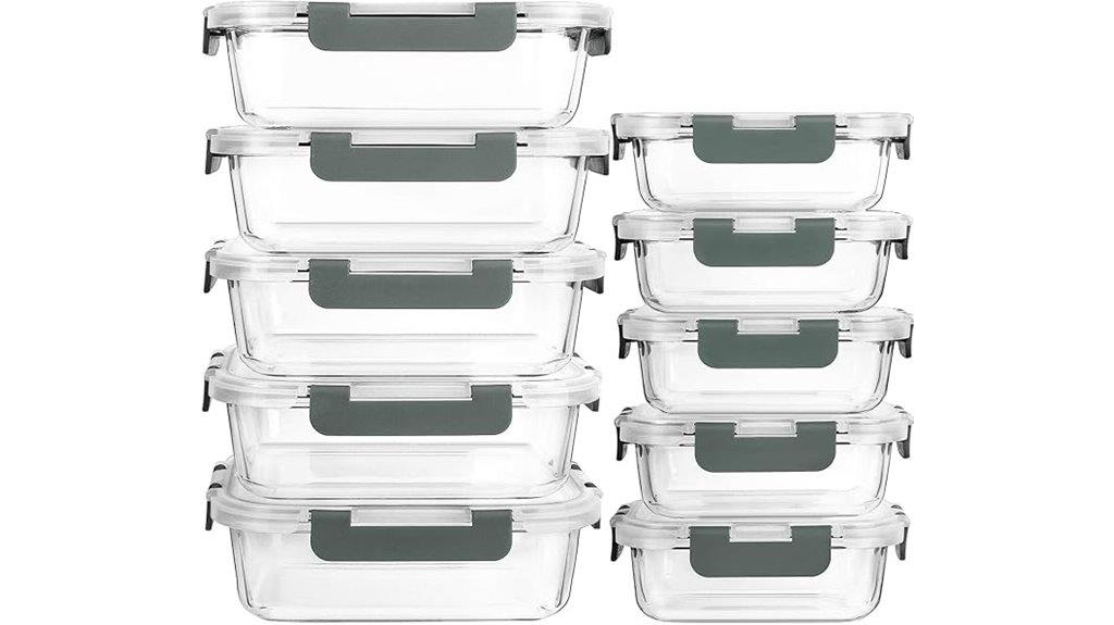 ten glass meal containers