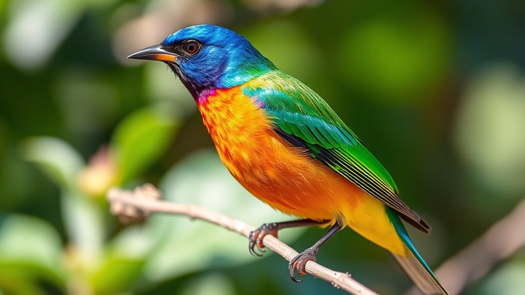 vivid multicolored plumage