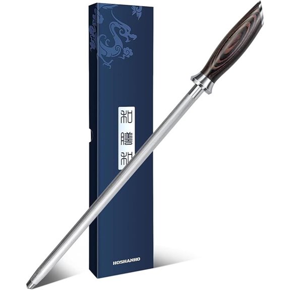 HOSHANHO 12-Inch Knife Sharpening Steel with Handle