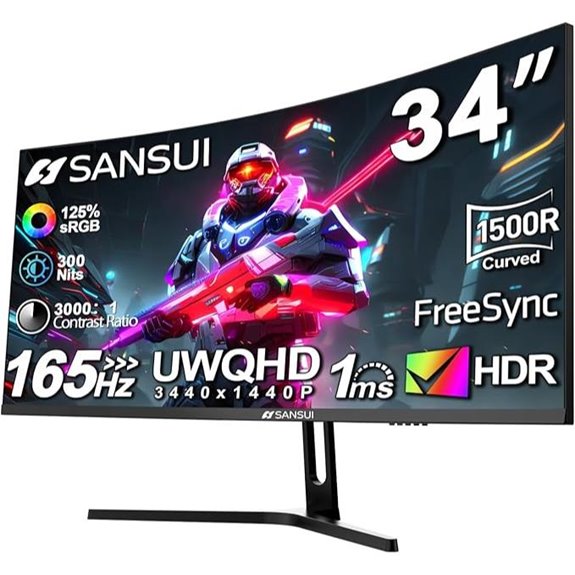 SANSUI 34-Inch Curved Gaming Monitor 165Hz