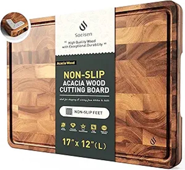 End Grain Acacia Cutting Board with Juice Groove