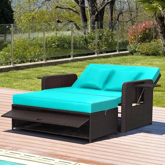 Nightcore Wicker Patio Daybed with Adjustable Backrest