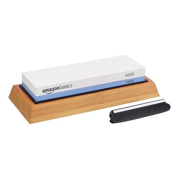 Amazon Basics Whetstone Knife Sharpening Stone with Base