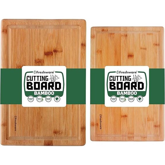 Freshware Freshware Bamboo Cutting Boards with Juice Groove (Set of 2)