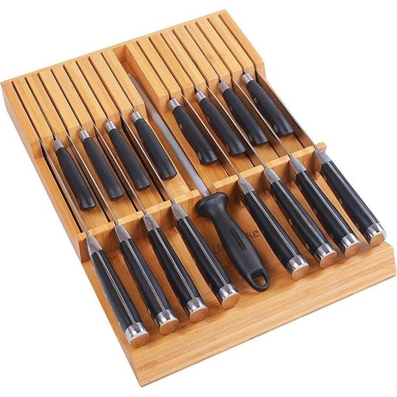 Utoplike Bamboo Knife Block for Drawer Storage
