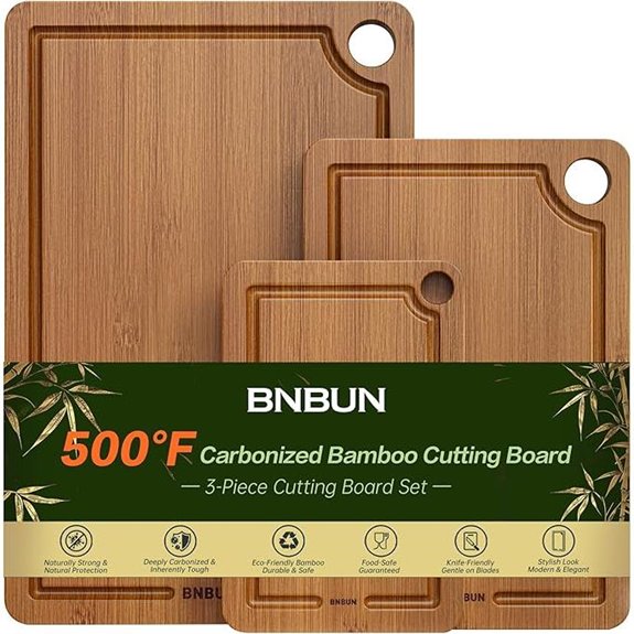 Bamboo 3-Piece Cutting Board Set with Handles