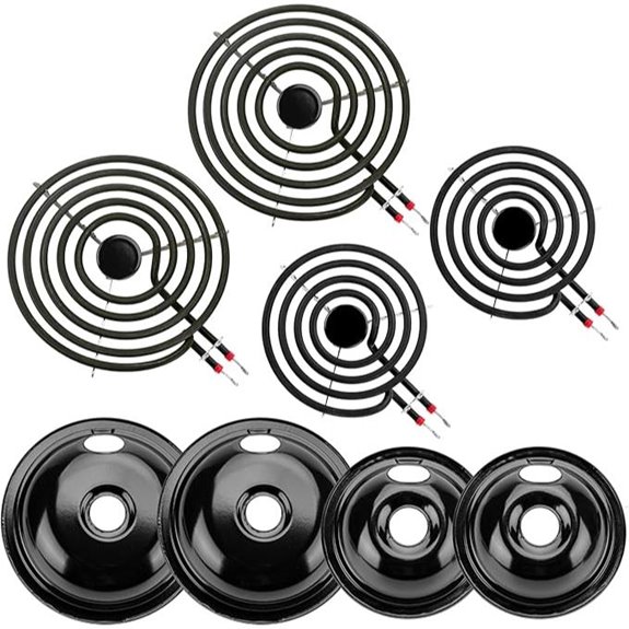 Black Porcelain Drip Pan Set & Burner Elements