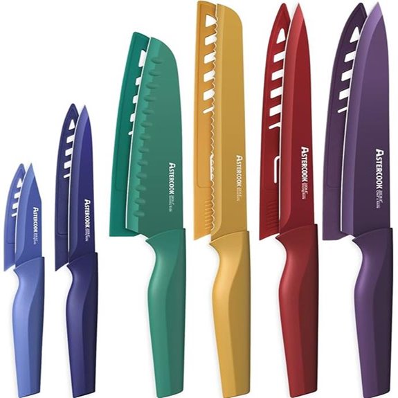 Astercook 12-Pc Color-Coded Stainless Steel Knife Set