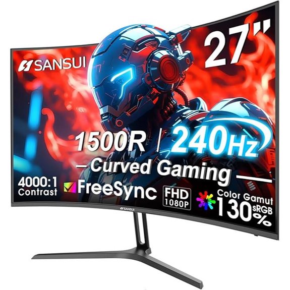 SANSUI 27 Curved Gaming Monitor 240Hz HDR FreeSync