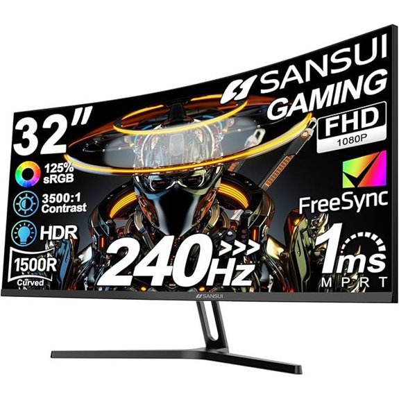SANSUI 32 Curved Gaming Monitor 240Hz HDR VESA
