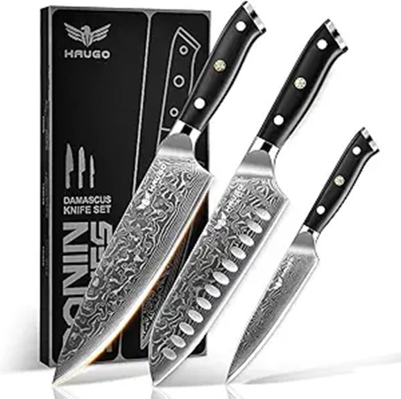 Haugo Damascus Knife Set - 3 Pcs Chef Knives