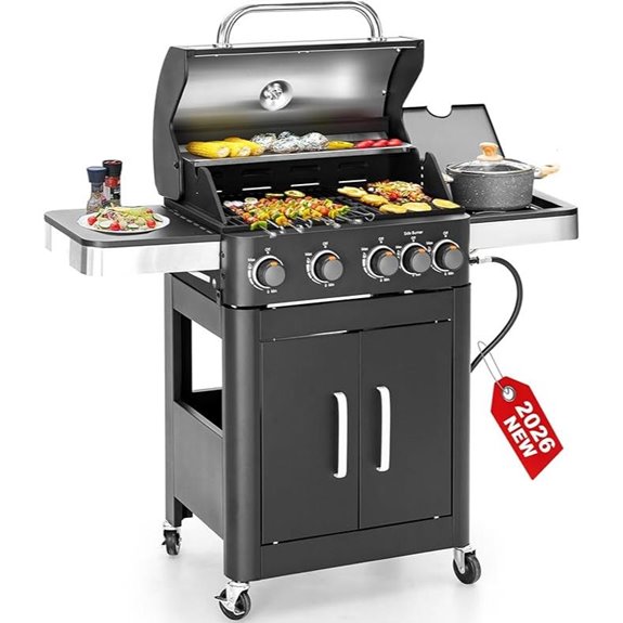 2-in-1 Propane Grill with Side Burner and Griddle