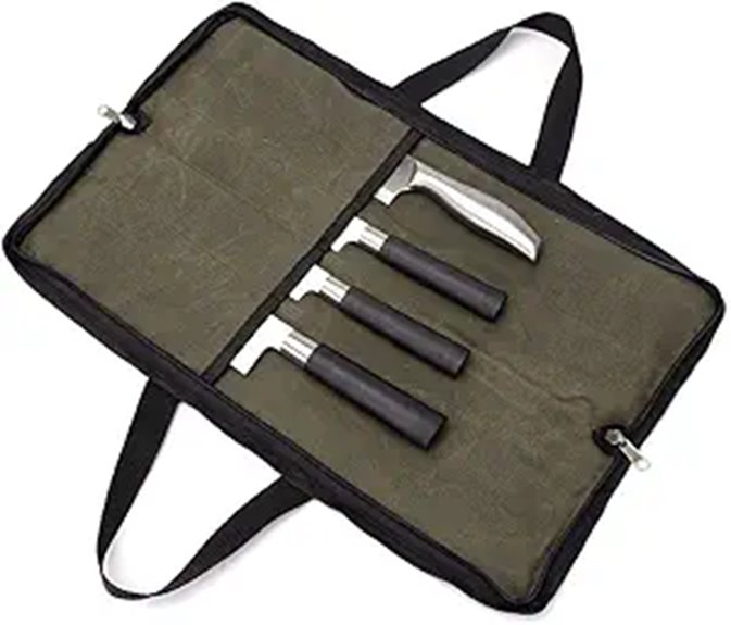 Heavy Duty Waxed Canvas Knife Roll for Storage