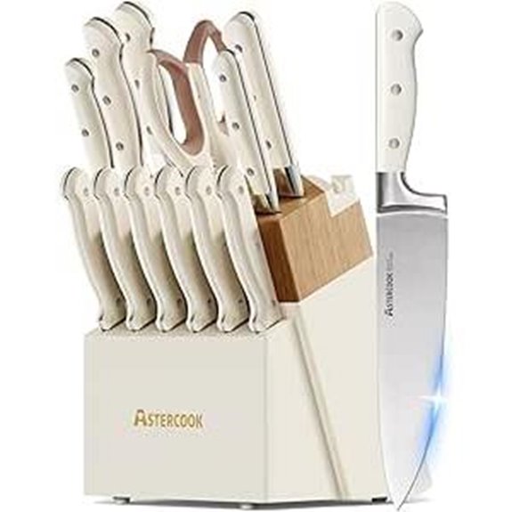 Astercook 14-Piece Kitchen Knife Set with Block