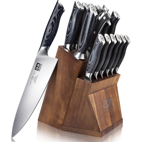 SHAN ZU Japanese Knife Block Set with Ergonomic Handles