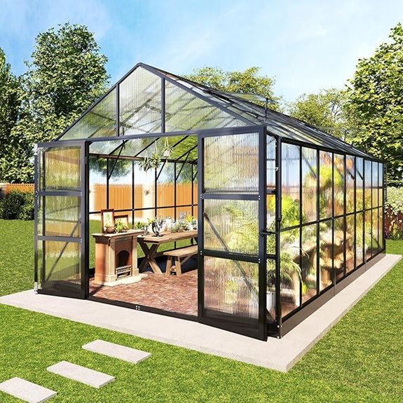 AMERLIFE 10x18ft Greenhouse with Vents and Rain Gutter