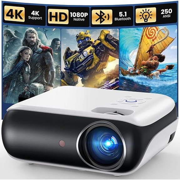 HAPPRUN Native 1080P Portable Bluetooth Mini Projector