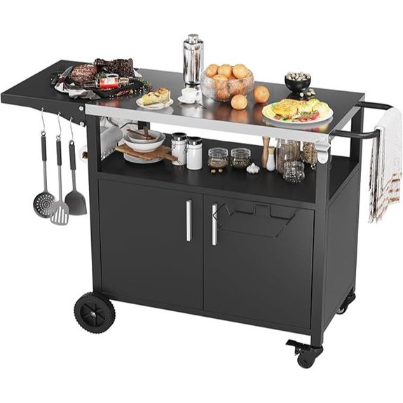 JY QAQA Outdoor Grill Cart with Storage and Wheels