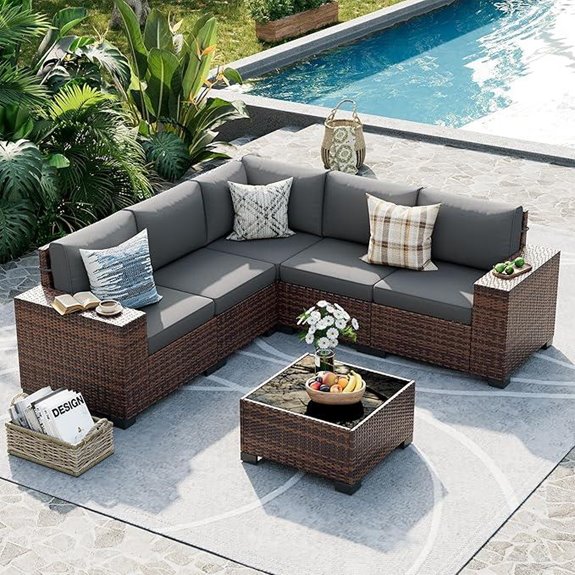 UDPATIO 6-Piece Outdoor Wicker Furniture Set