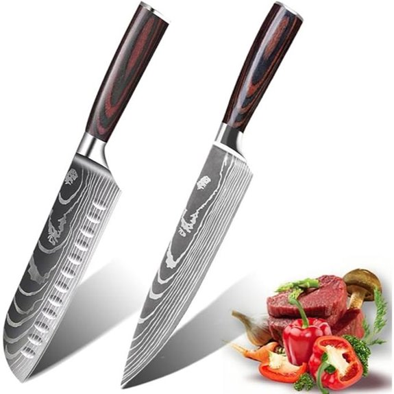 Kitchen Knife Set 2 Pcs Chef and Santoku Knives