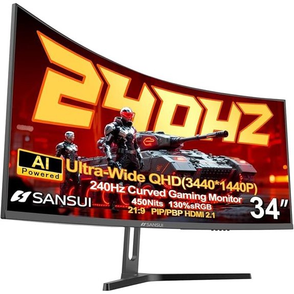 SANSUI 34 Ultrawide Curved Gaming Monitor 240Hz