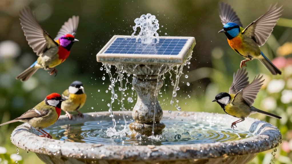 solar fountains enrich gardens